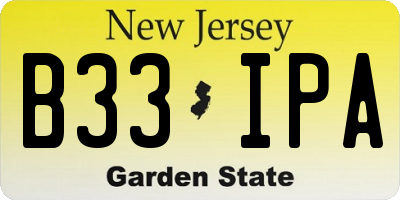 NJ license plate B33IPA