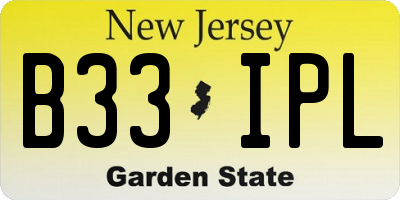 NJ license plate B33IPL