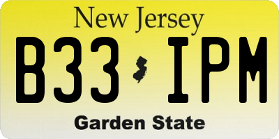 NJ license plate B33IPM