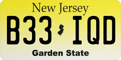 NJ license plate B33IQD