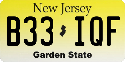 NJ license plate B33IQF