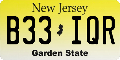 NJ license plate B33IQR