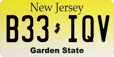 NJ license plate B33IQV