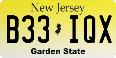 NJ license plate B33IQX