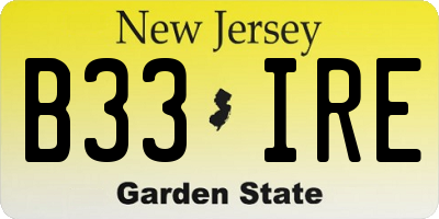 NJ license plate B33IRE