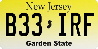 NJ license plate B33IRF