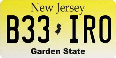 NJ license plate B33IRO