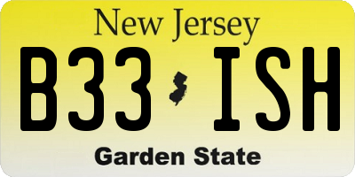 NJ license plate B33ISH