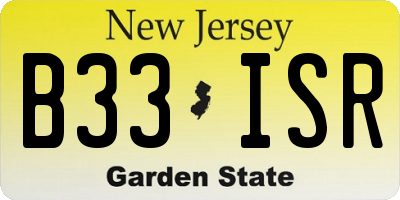 NJ license plate B33ISR