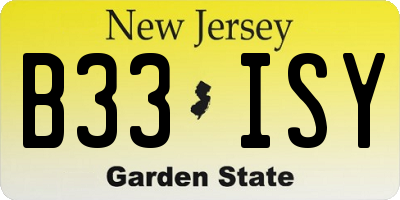 NJ license plate B33ISY