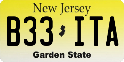NJ license plate B33ITA