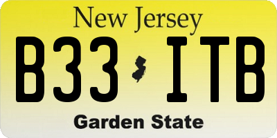 NJ license plate B33ITB