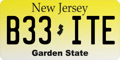 NJ license plate B33ITE