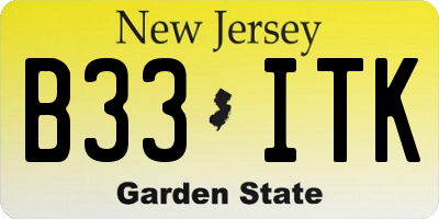 NJ license plate B33ITK