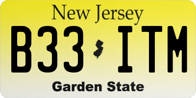 NJ license plate B33ITM