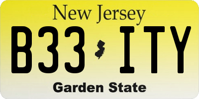 NJ license plate B33ITY