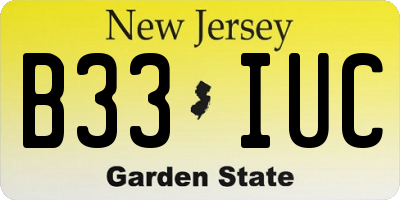 NJ license plate B33IUC