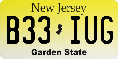 NJ license plate B33IUG