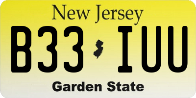 NJ license plate B33IUU