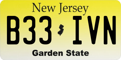 NJ license plate B33IVN