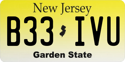 NJ license plate B33IVU