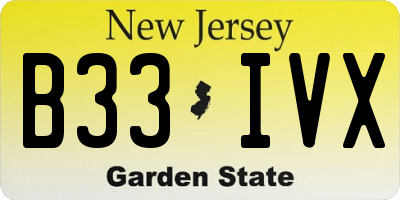 NJ license plate B33IVX