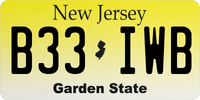 NJ license plate B33IWB