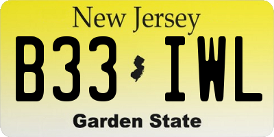 NJ license plate B33IWL