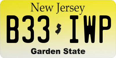 NJ license plate B33IWP