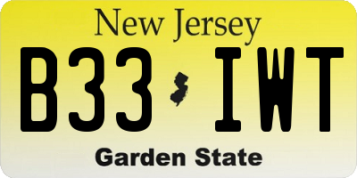 NJ license plate B33IWT