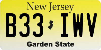 NJ license plate B33IWV