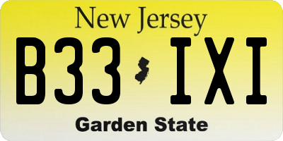 NJ license plate B33IXI