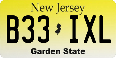 NJ license plate B33IXL