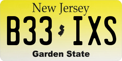 NJ license plate B33IXS