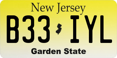 NJ license plate B33IYL