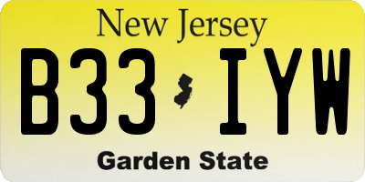 NJ license plate B33IYW