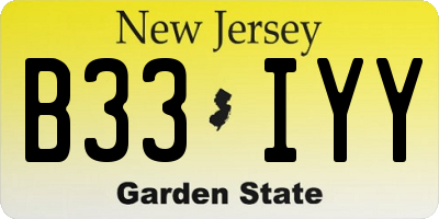 NJ license plate B33IYY