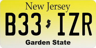 NJ license plate B33IZR