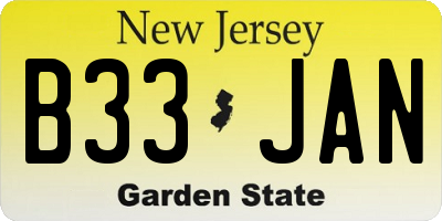 NJ license plate B33JAN