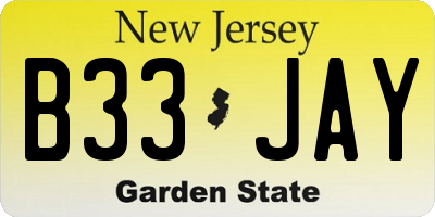 NJ license plate B33JAY