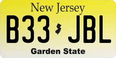 NJ license plate B33JBL