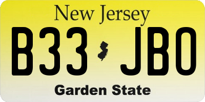 NJ license plate B33JBO