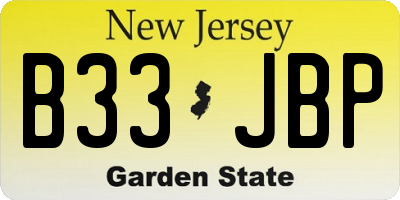 NJ license plate B33JBP