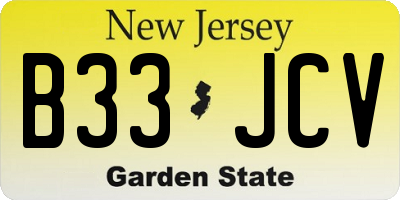 NJ license plate B33JCV