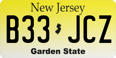 NJ license plate B33JCZ