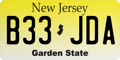 NJ license plate B33JDA