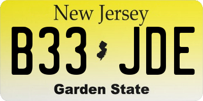 NJ license plate B33JDE