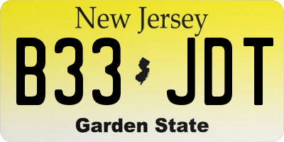 NJ license plate B33JDT