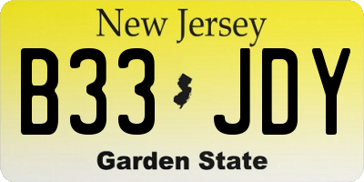 NJ license plate B33JDY