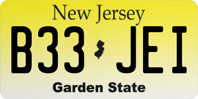 NJ license plate B33JEI